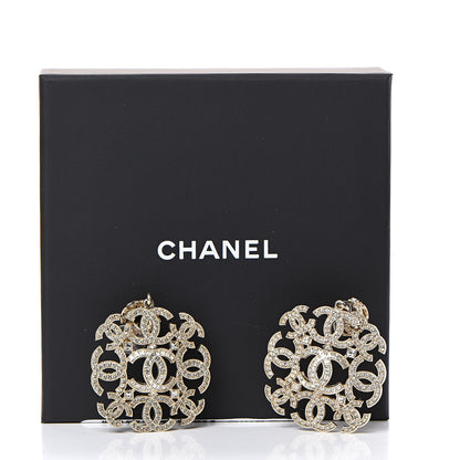 Chanel Crystal Strass CC Earrings Gold 4 of 4