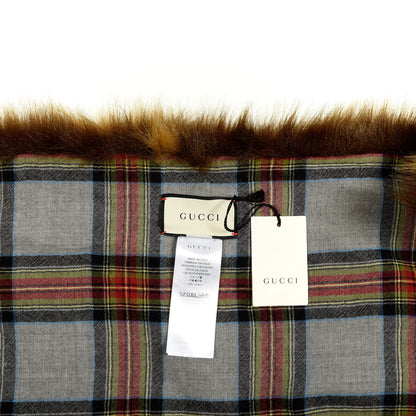 Gucci Faux Fur Monogram Shawl Stole Brown 2 of 3