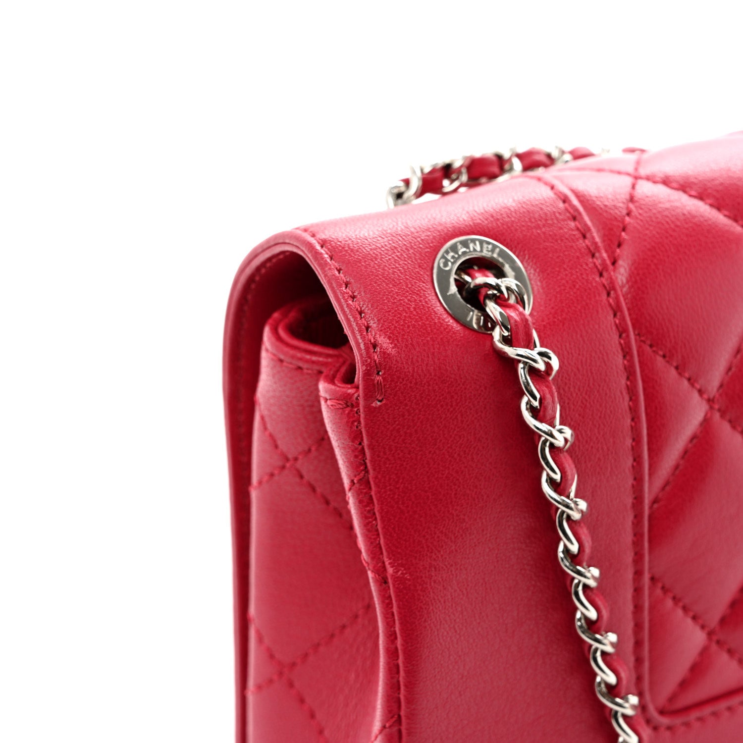 Chanel Iridescent Sheepskin Quilted Small Vintage Mademoiselle Flap Dark Pink 10 of 12