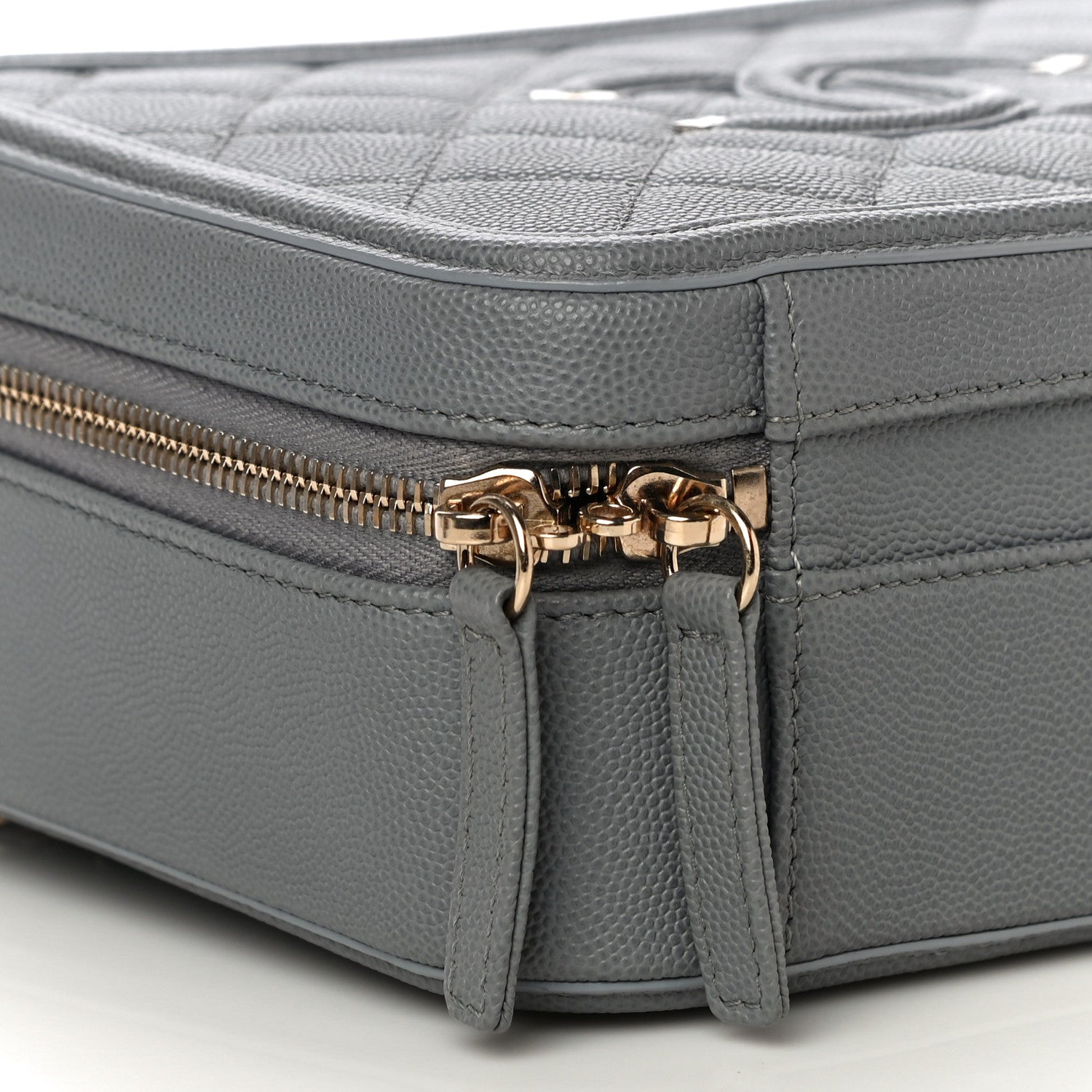 Chanel Caviar Quilted Medium CC Filigree Vanity Case Grey 9 of 10