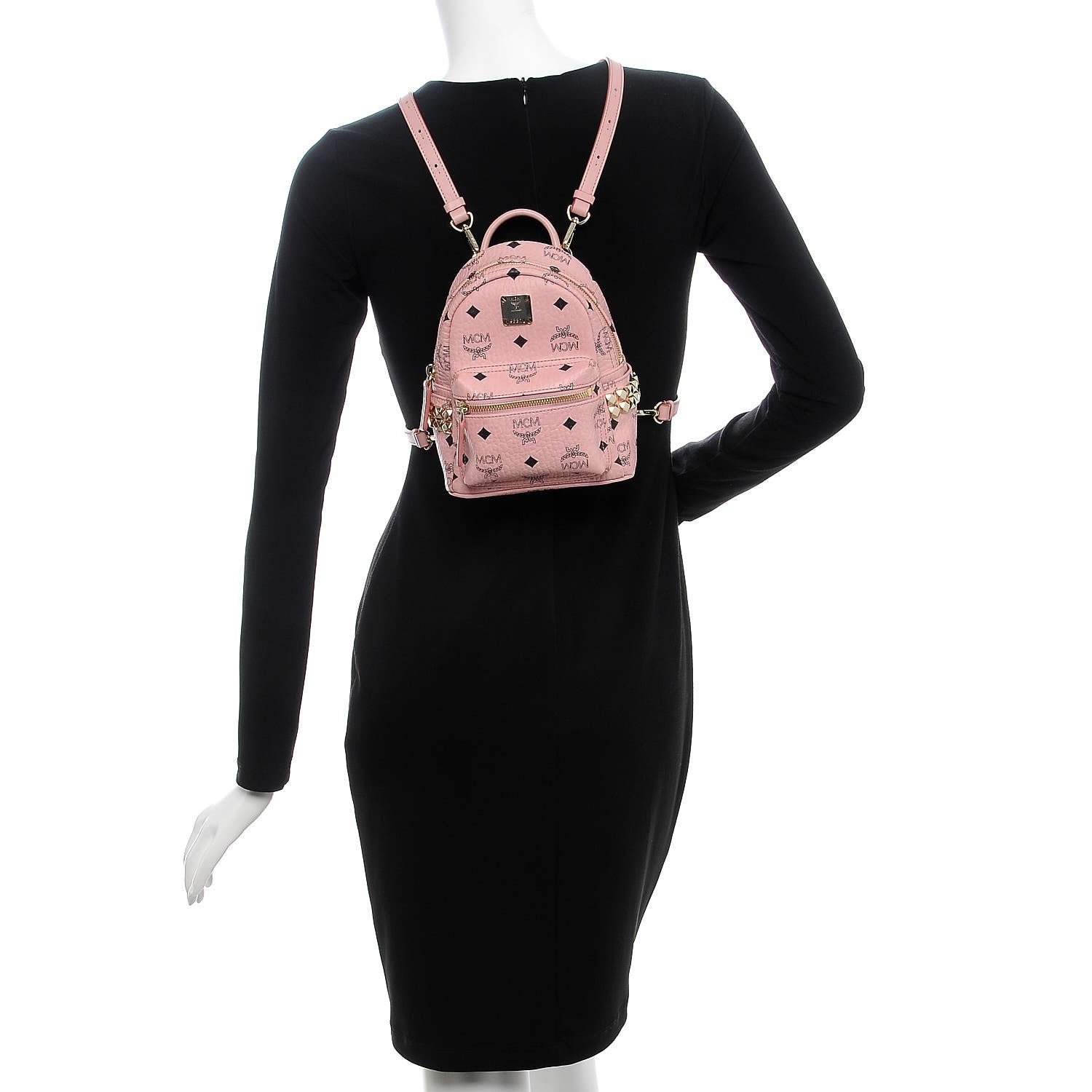 MCM Visetos Side Stud X-Mini Stark Backpack Pink 2 of 13