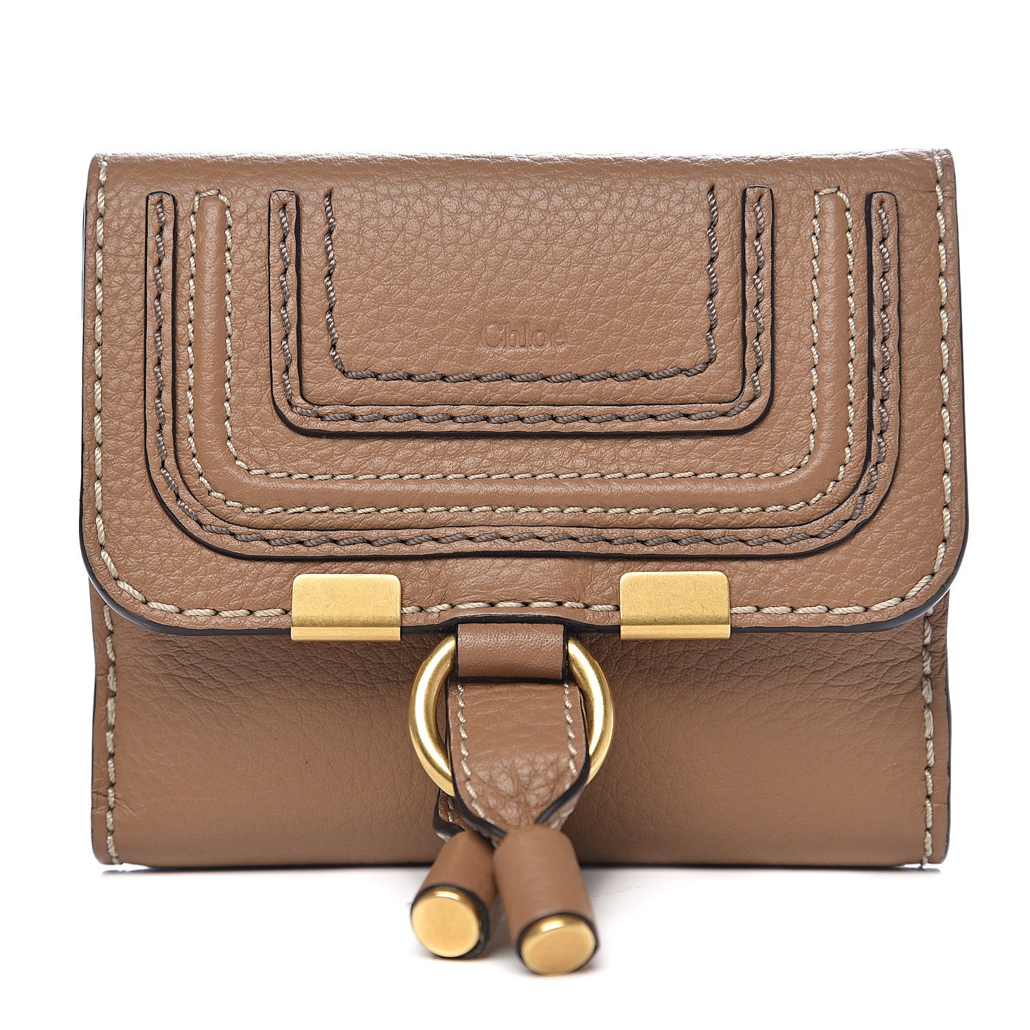 Chloe Grained Calfskin Marcie Square Wallet Nut 1 of 6