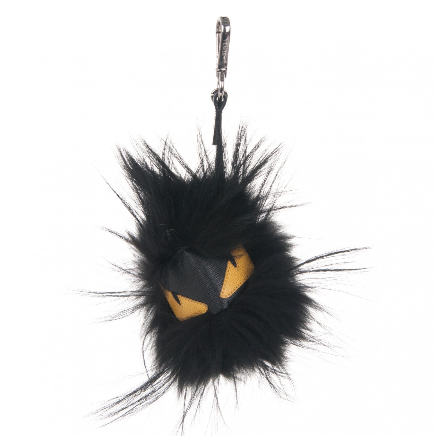 Fendi Vitello Elite Fox Fur Fusto Monster Bag Bug Charm Black Yellow 1 of 3