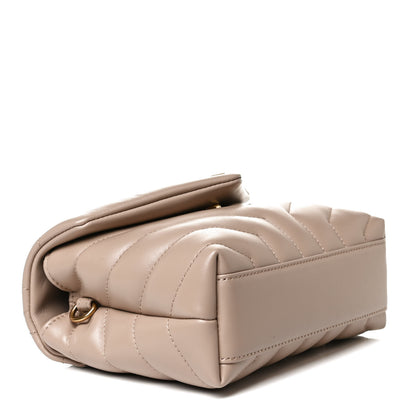 Saint Laurent Calfskin Y Quilted Monogram Toy Loulou Crossbody Bag Dark Beige 4 of 14