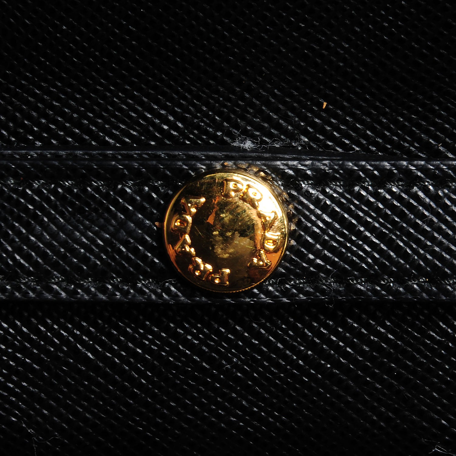 Prada Saffiano Metal Oro Chain Wallet Nero Black 7 of 10