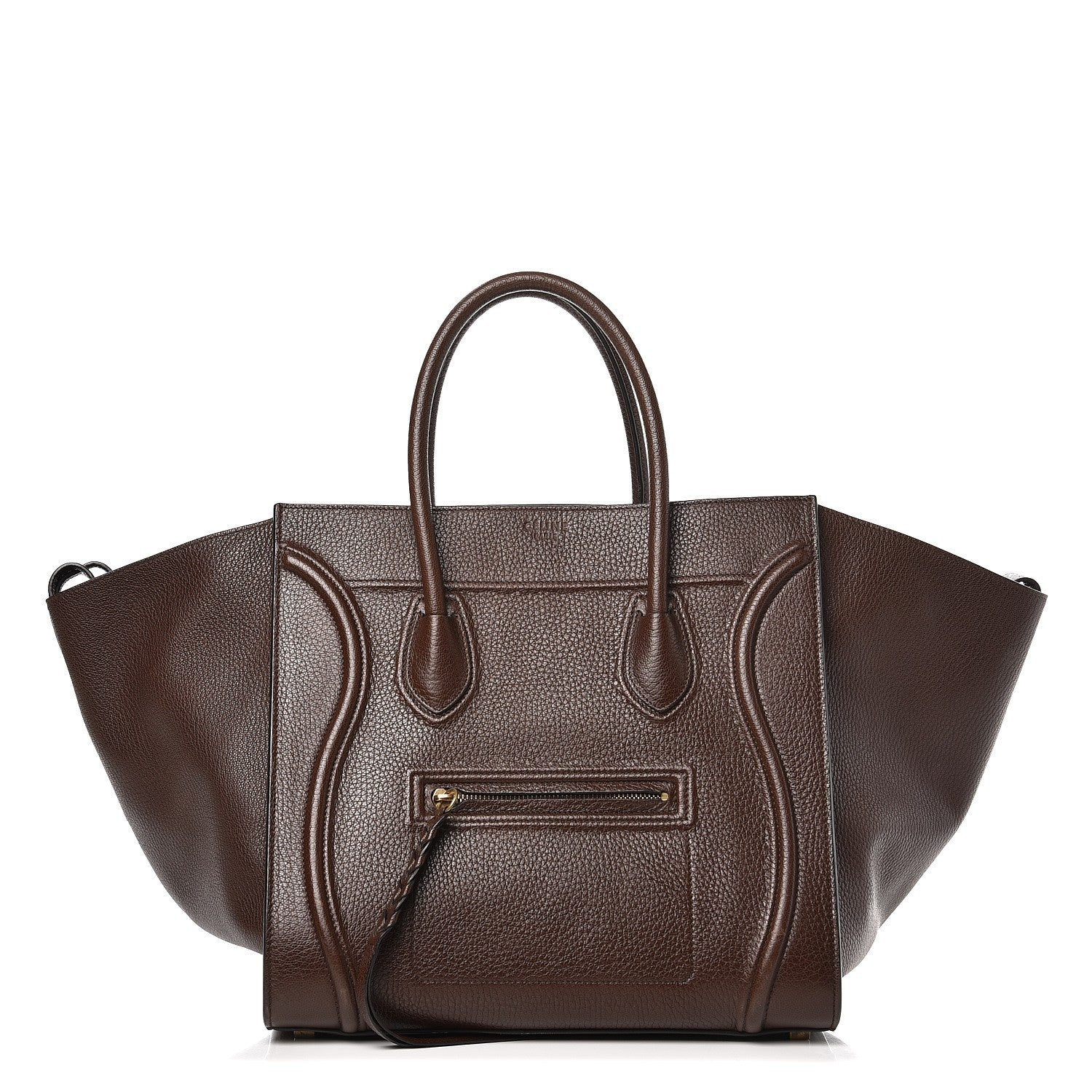 Celine Shiny Grained Calfskin Medium Phantom Luggage Brown 1 of 12