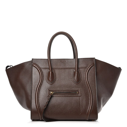 Celine Shiny Grained Calfskin Medium Phantom Luggage Brown 1 of 12