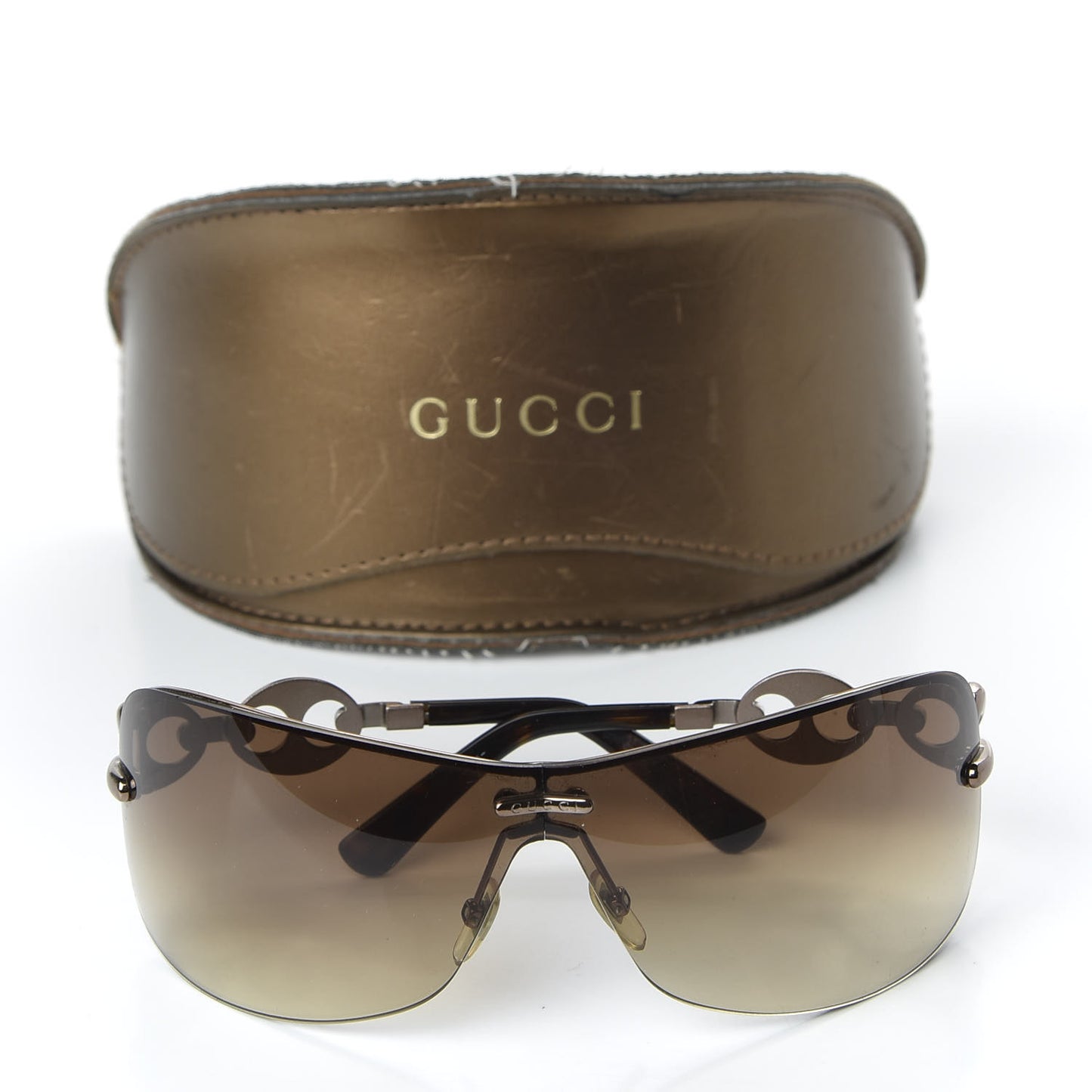 Metal Semi Rimless Marina Chain Sunglasses Havana