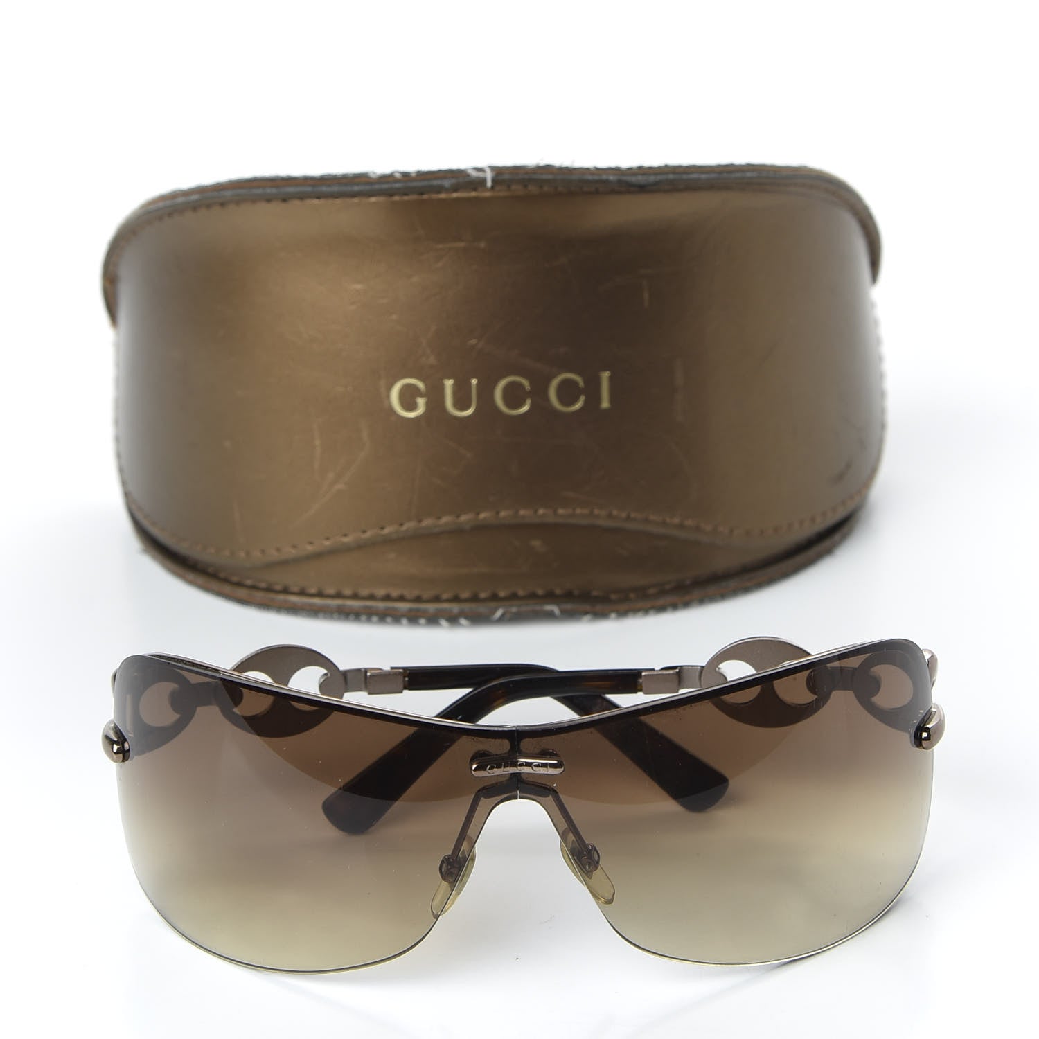 Gucci Metal Semi Rimless Marina Chain Sunglasses Havana 7 of 7