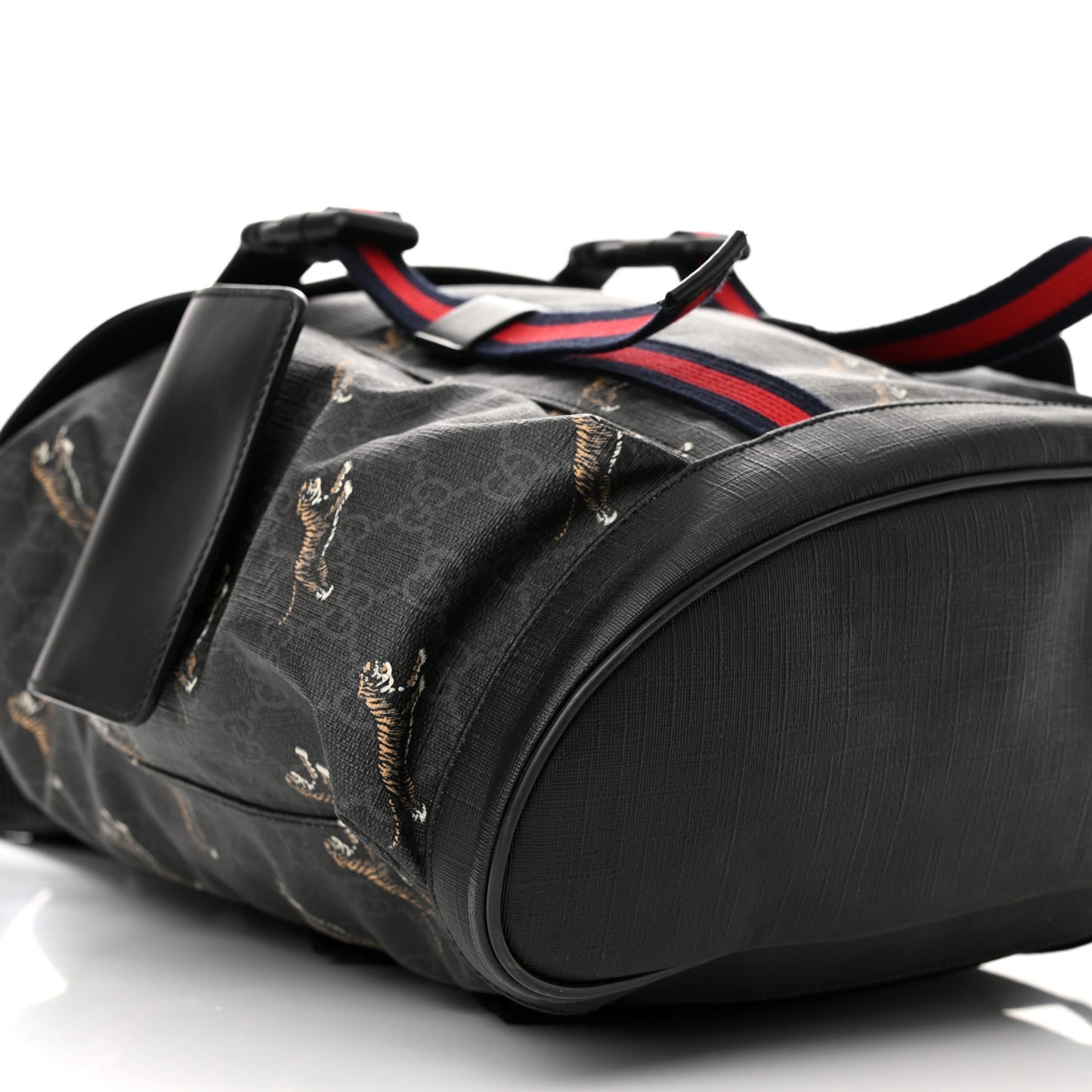 Soft GG Supreme Monogram Appia Calfskin Web Double Buckle Backpack Black