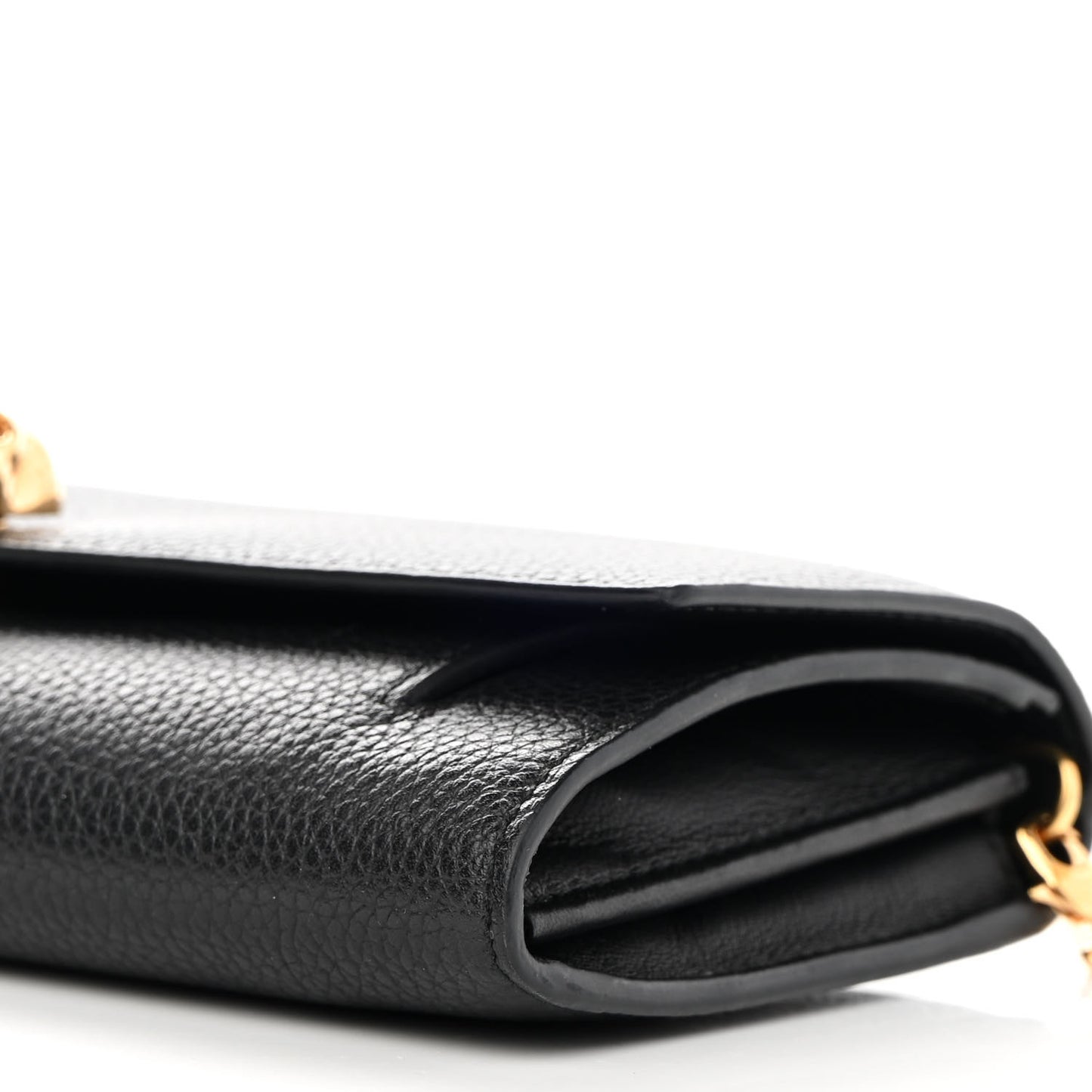 Pebbled Calfskin Skull Wallet on Chain Black