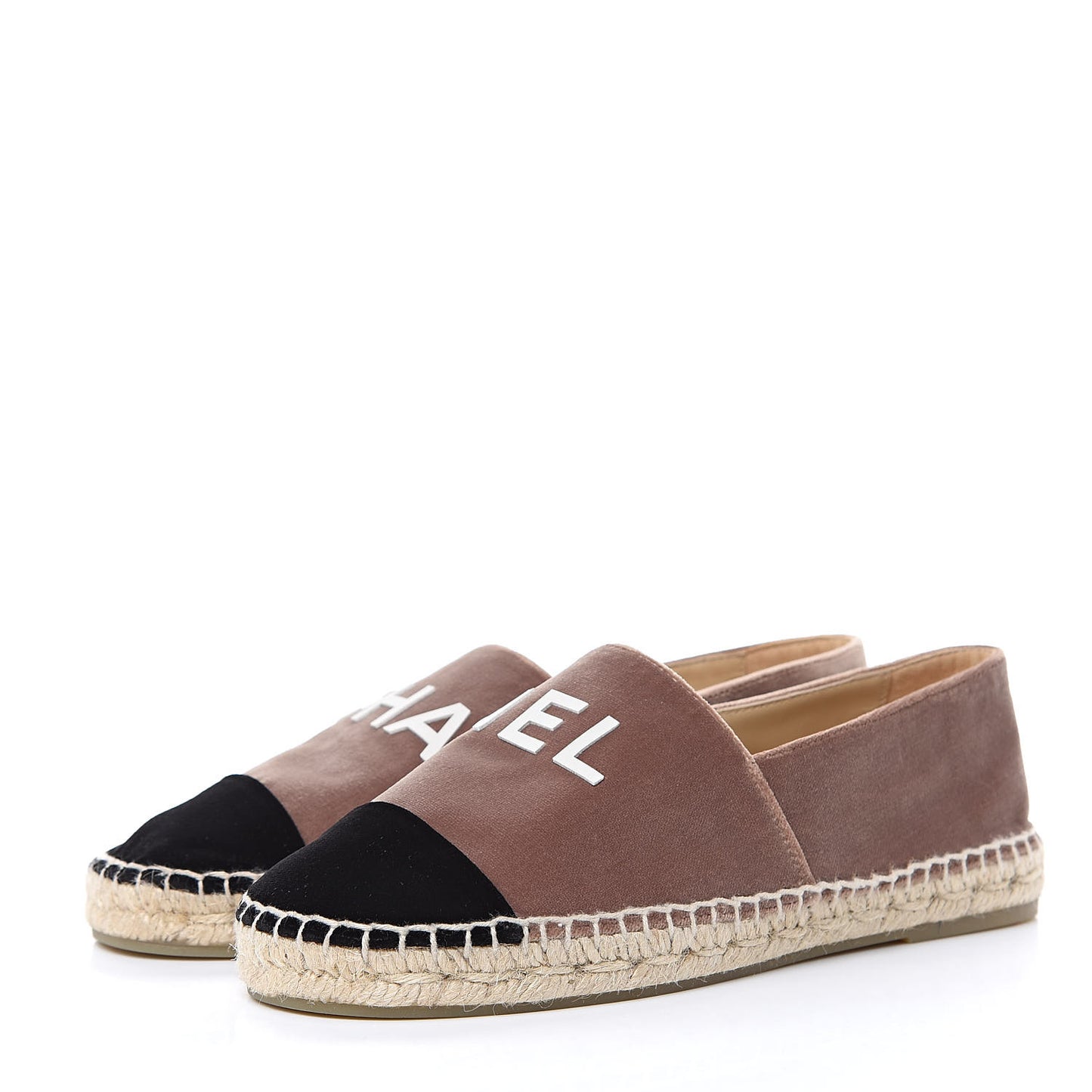 Velvet Logo Espadrilles 37 Beige Black