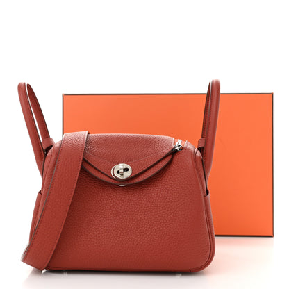 Hermes Taurillon Clemence Mini Lindy 20 Cuivre 11 of 11