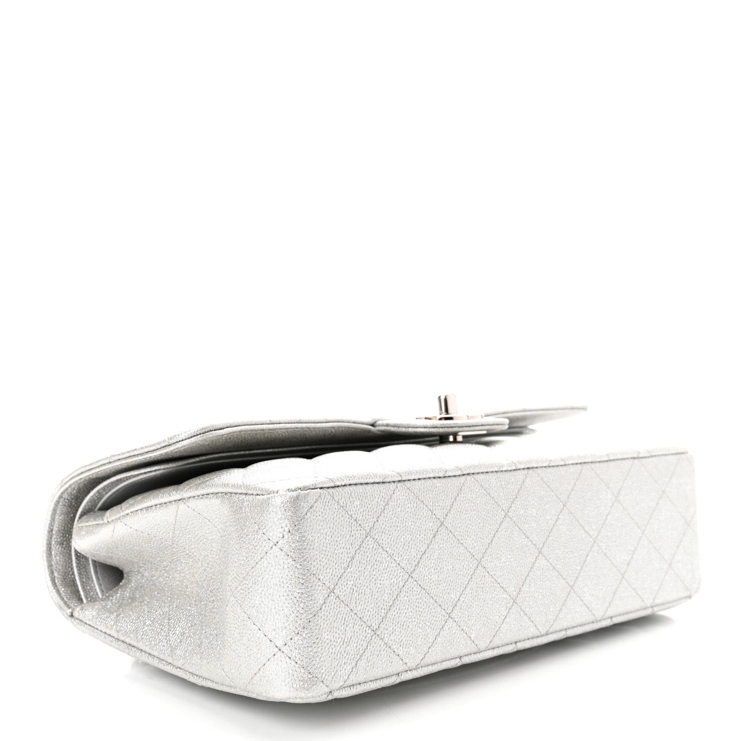 Chanel Glittered Metallic Caviar Quilted Medium Double Flap Silver 4 of 11