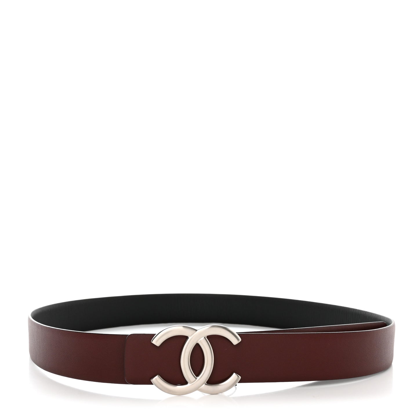 Calfskin CC Reversible Belt 85 34 Black Burgundy