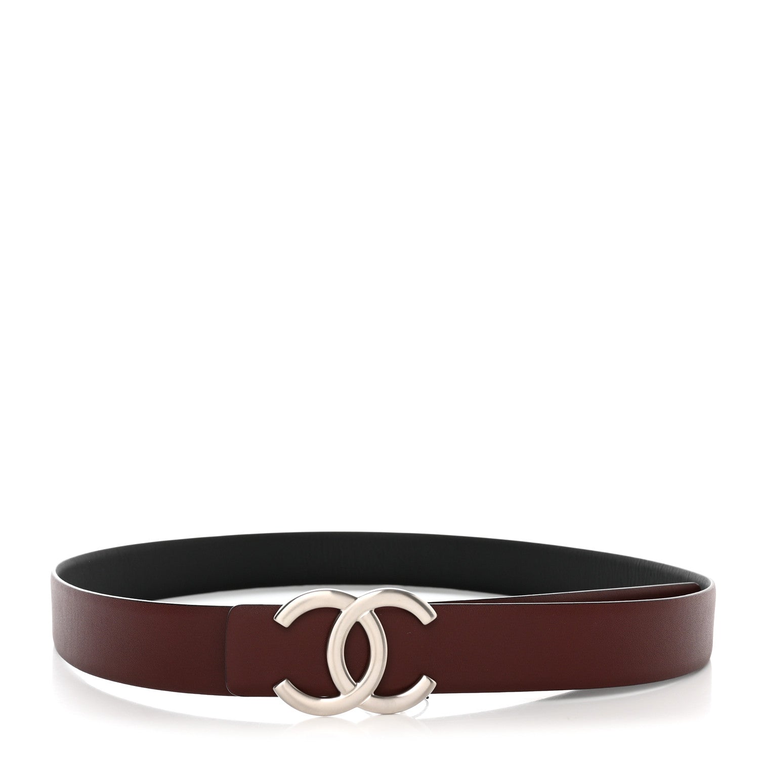 Chanel Calfskin CC Reversible Belt 85 34 Black Burgundy 2 of 6