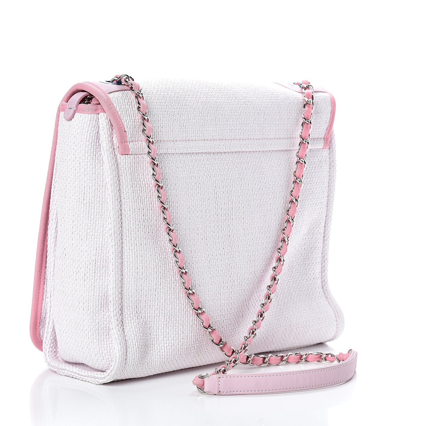 Woven Straw Raffia Small Deauville Messenger Pink
