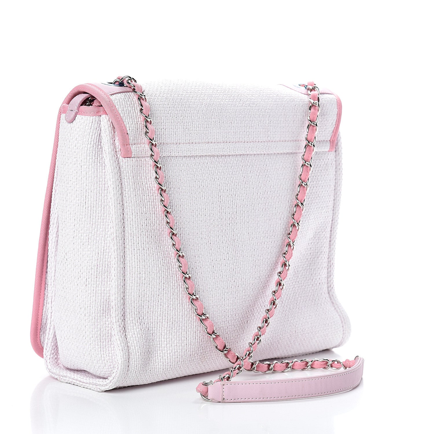 Chanel Woven Straw Raffia Small Deauville Messenger Pink 2 of 11