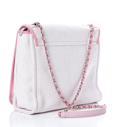 Chanel Woven Straw Raffia Small Deauville Messenger Pink 2 of 11