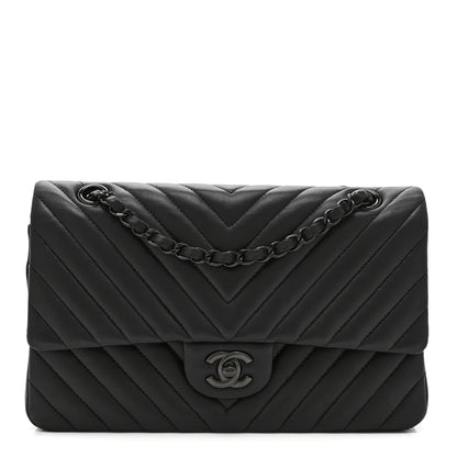 Chanel Lambskin Chevron Quilted Medium Double Flap So Black 1 of 10