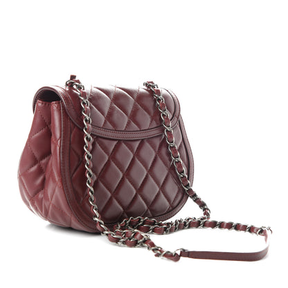 Chanel Lambskin Quilted Saddle Bag Dark Red 3 of 9