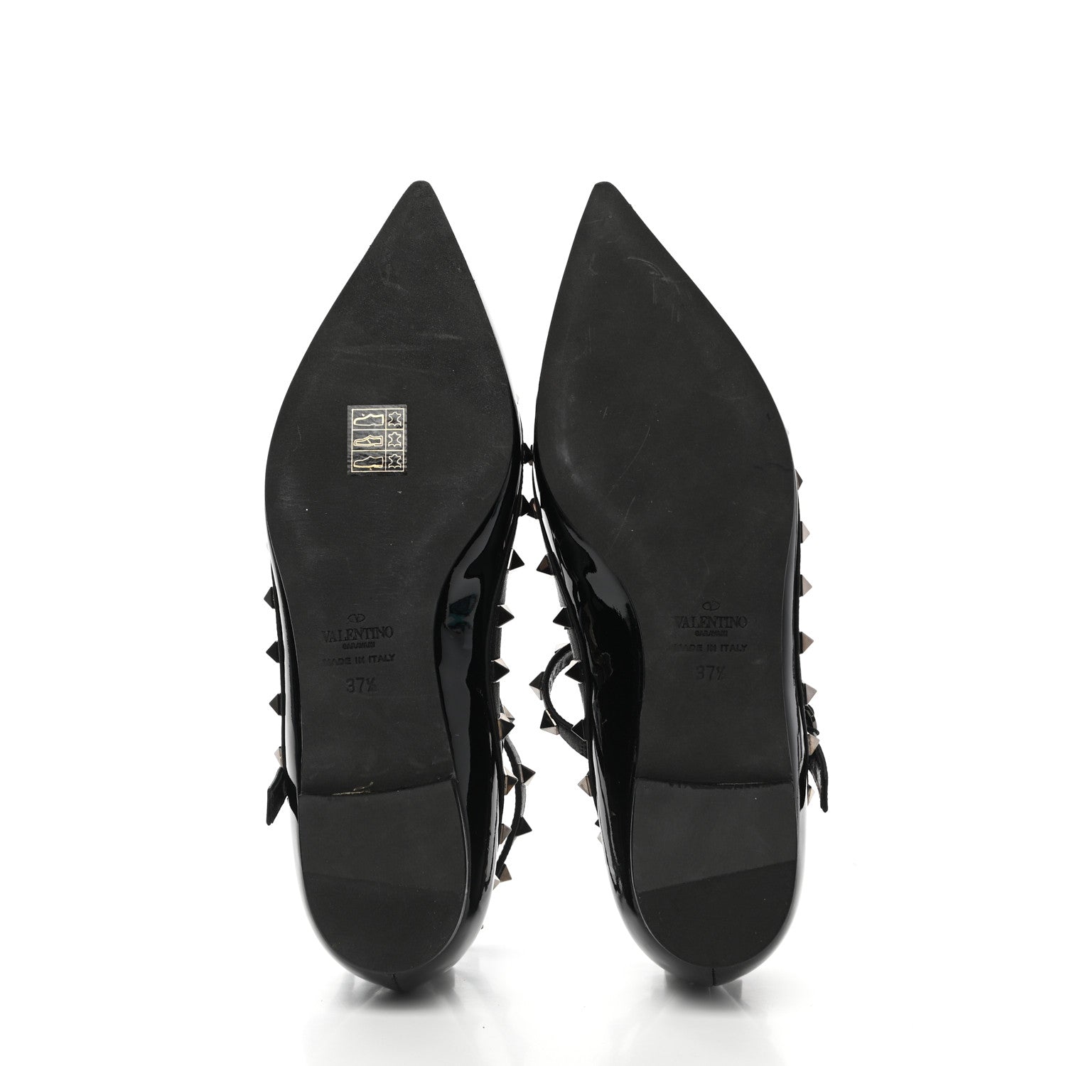Valentino Garavani Patent Rockstud Cage Ballerina Flats 37.5 Black 5 of 8