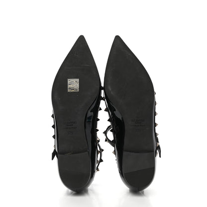 Valentino Garavani Patent Rockstud Cage Ballerina Flats 37.5 Black 5 of 8