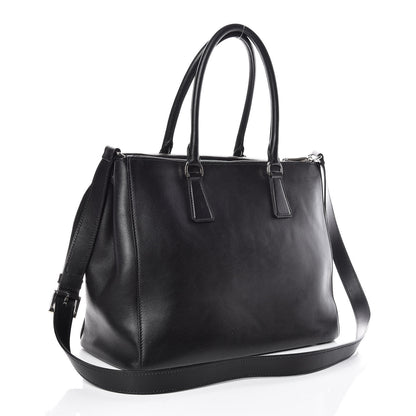 Prada City Calf Bi-Color Medium Galleria Double Zip Tote Black Celeste 3 of 11