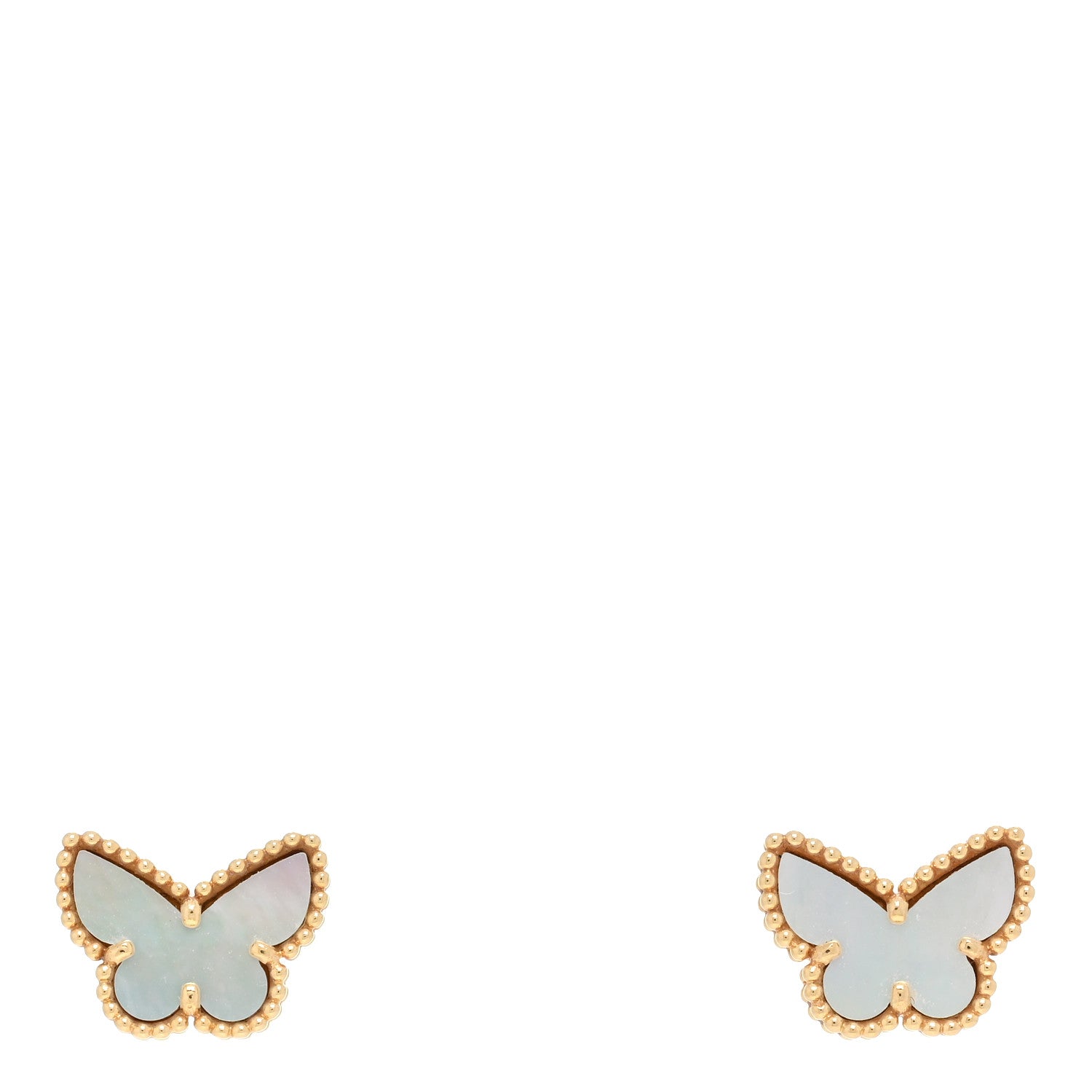 Van Cleef & Arpels 18K Yellow Gold Mother of Pearl Sweet Alhambra Butterfly Earrings 1 of 5