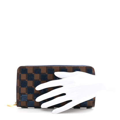Louis Vuitton Damier Paillettes Zippy Wallet Blue 2 of 9
