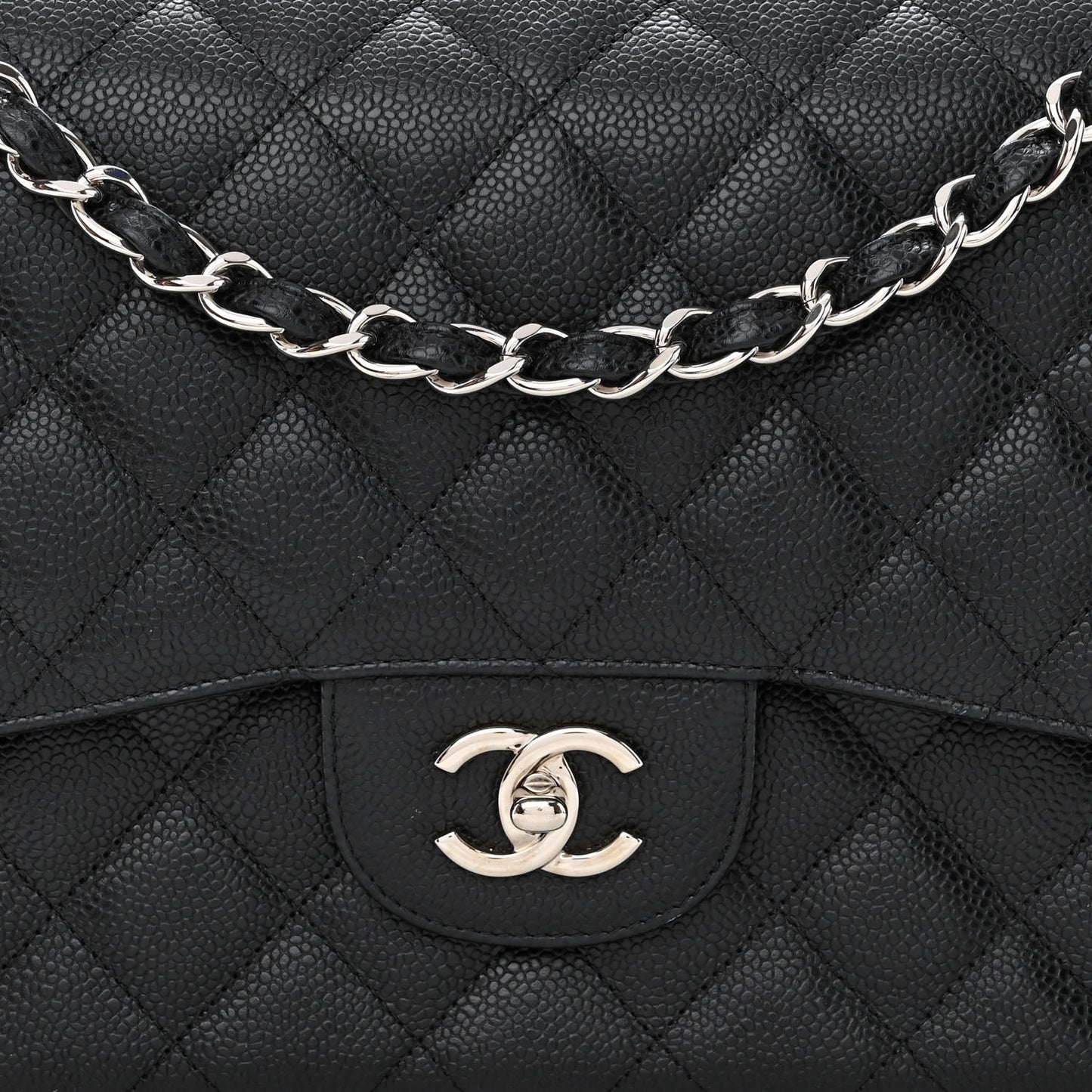 Caviar Quilted Jumbo Double Flap Black