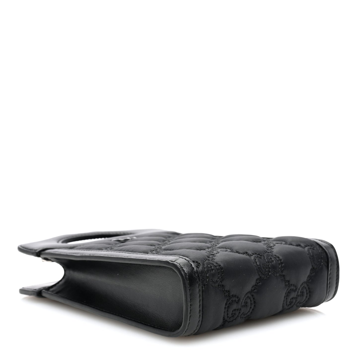 Nylon Calfskin Enamel GG Matelasse Mini Top Slip Handle Crossbody Bag Black