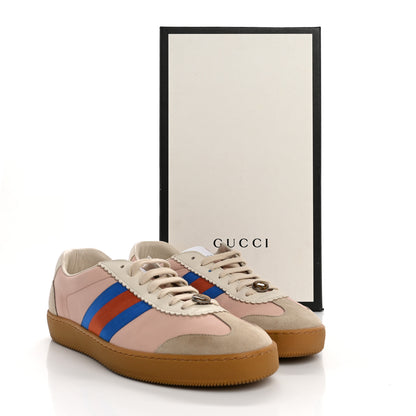 Gucci Calfskin Suede Web Mens G74 Sneakers 9 Oatmeal Soft Rose 10 of 10