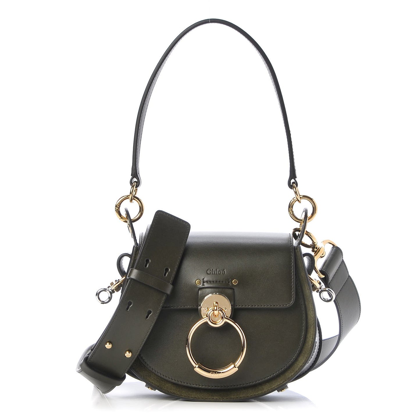 Calfskin Suede Small Tess Bag Deep Forest