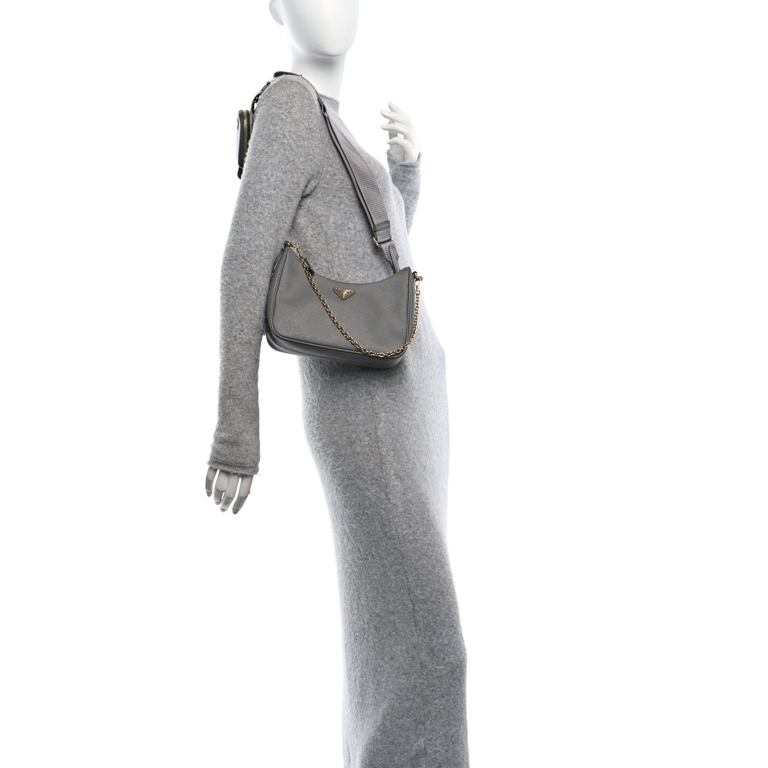 Prada Saffiano Lux Re-Edition 2005 Shoulder Bag Slate 2 of 11
