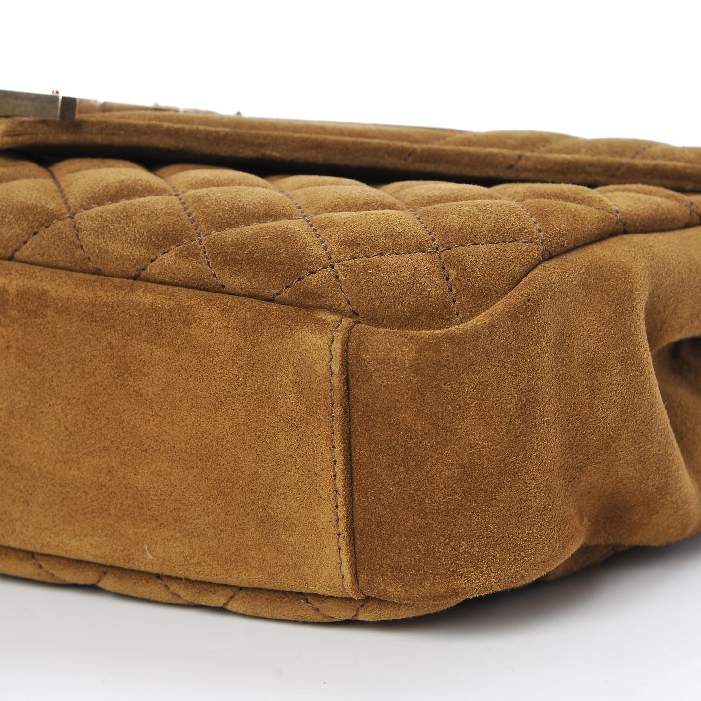 Suede Tri-Quilt Monogram Medium College Bag Ochre