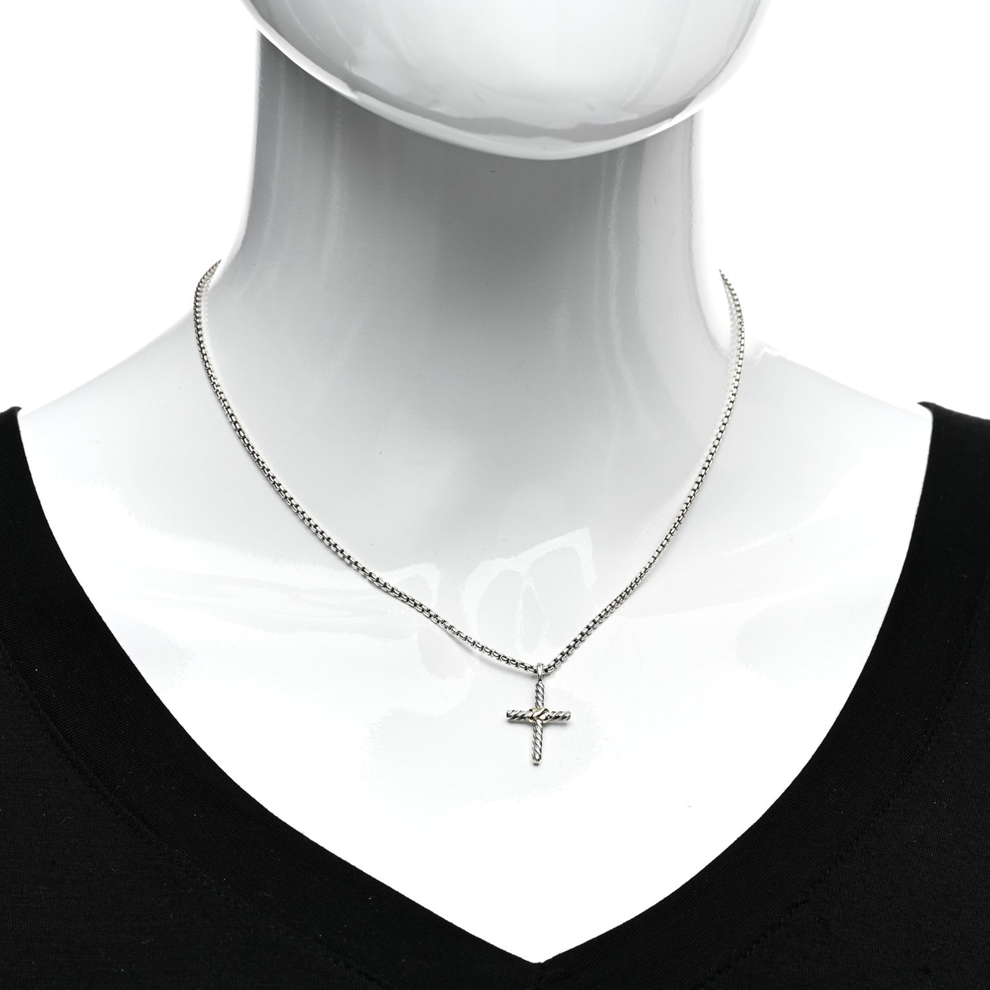 Sterling Silver 14K Yellow Gold Petite X Cross Pendant Necklace