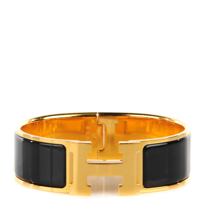 Hermes Enamel Wide Clic Clac H Bracelet GM Black 1 of 5