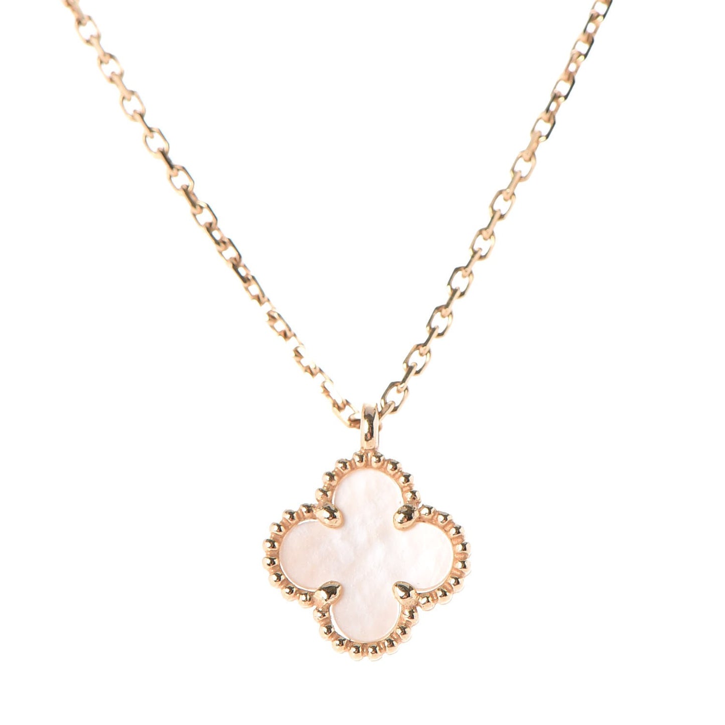 18K Yellow Gold Mother of Pearl Sweet Alhambra Pendant Necklace
