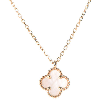 Van Cleef & Arpels 18K Yellow Gold Mother of Pearl Sweet Alhambra Pendant Necklace 3 of 10