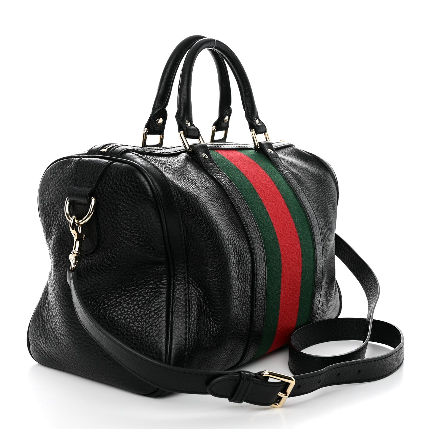Calfskin Vintage Web Medium Boston Black