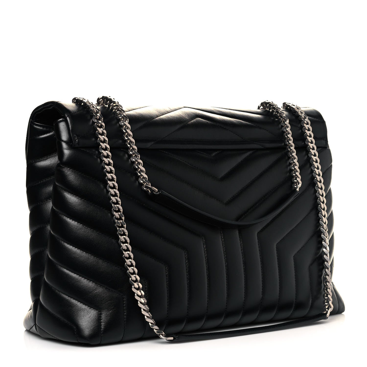 Saint Laurent Calfskin Y Quilted Monogram Large Loulou Chain Satchel Black 3 of 12