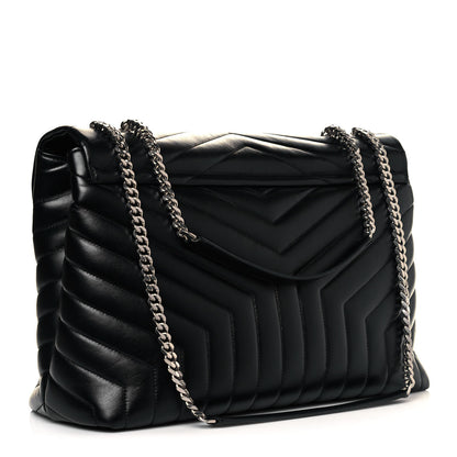 Saint Laurent Calfskin Y Quilted Monogram Large Loulou Chain Satchel Black 3 of 12