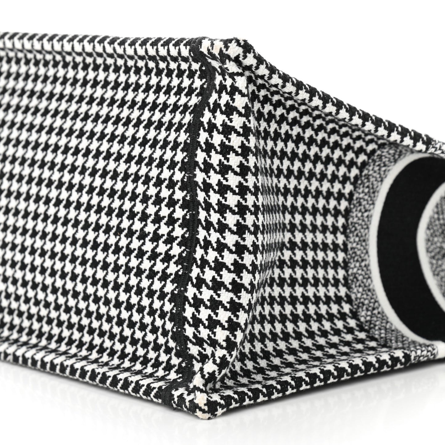 Canvas Houndstooth Embroidered Book Tote Black White