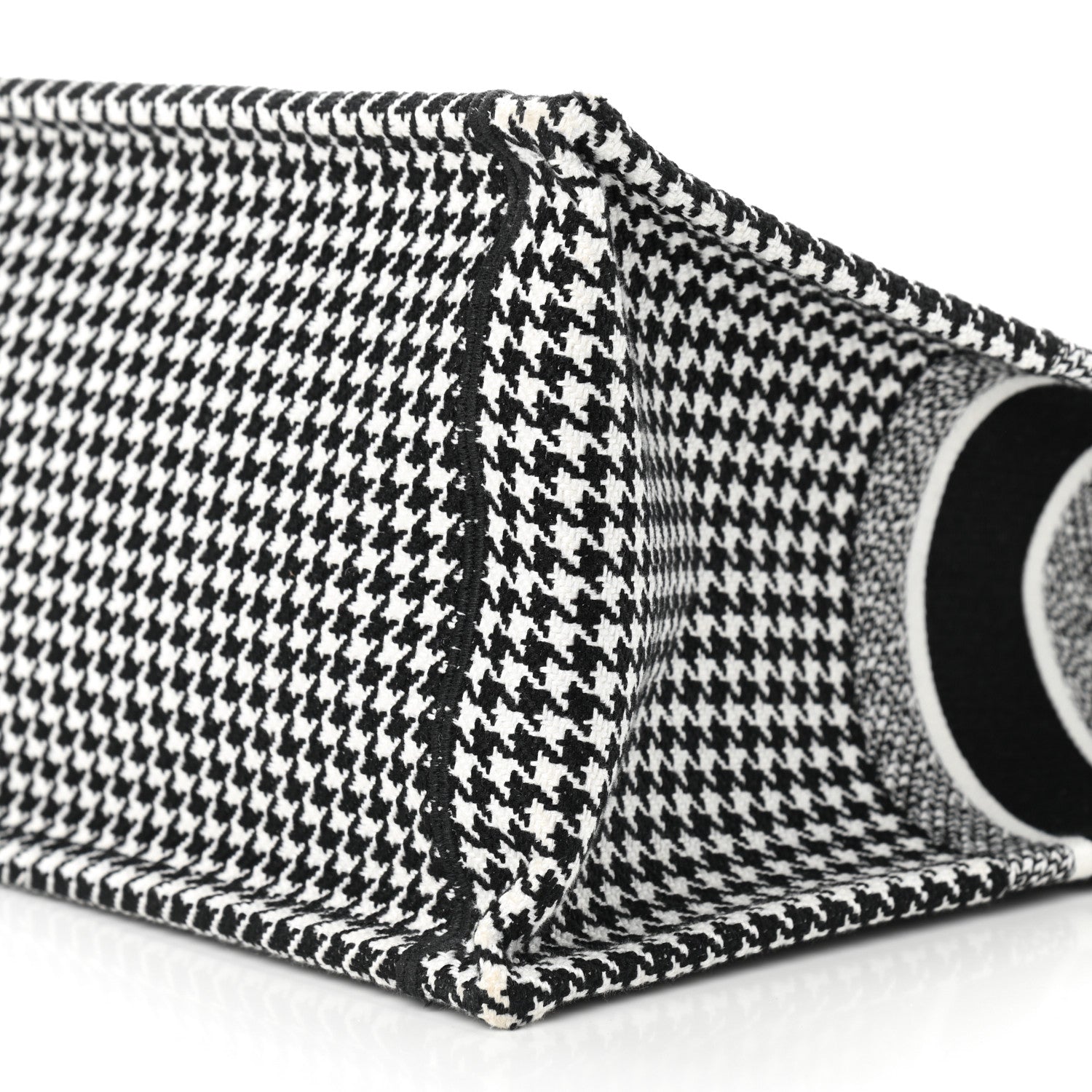 Christian Dior Canvas Houndstooth Embroidered Book Tote Black White 9 of 10