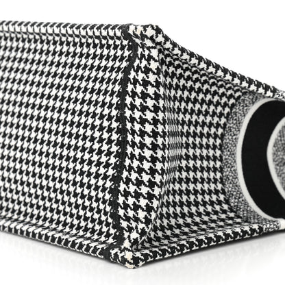 Christian Dior Canvas Houndstooth Embroidered Book Tote Black White 9 of 10