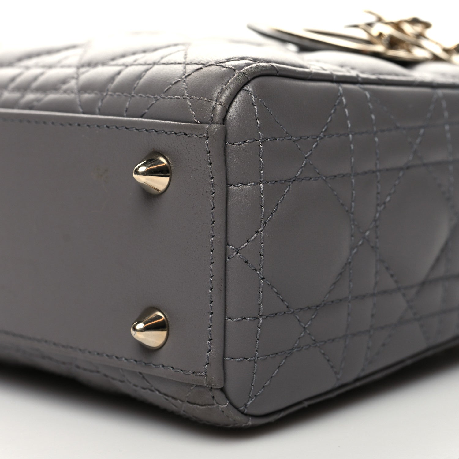 Christian Dior Lambskin Cannage Small My ABCDior Lady Dior Grey 10 of 10