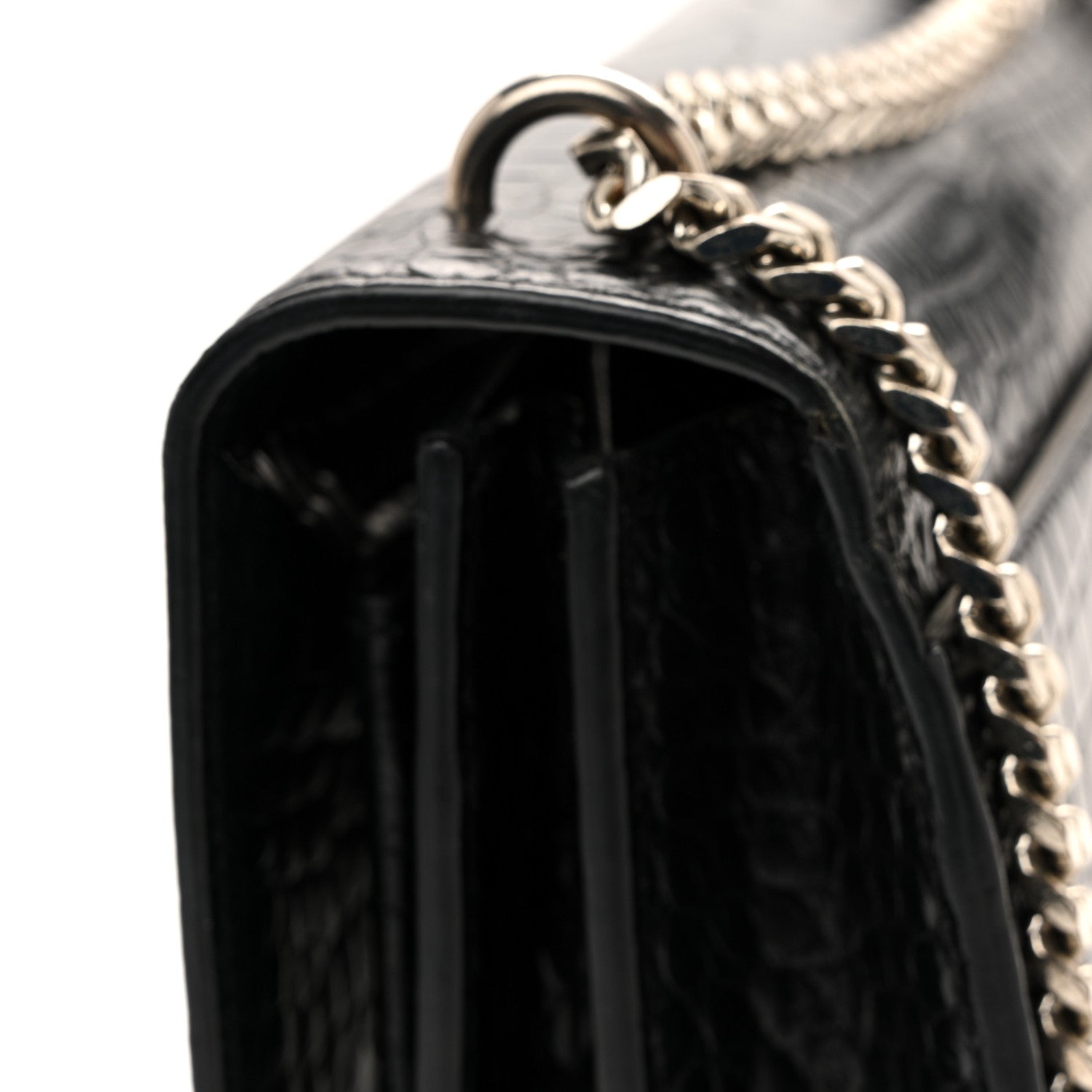 Saint Laurent Calfskin Crocodile Embossed Medium Monogram Sunset Black 11 of 11