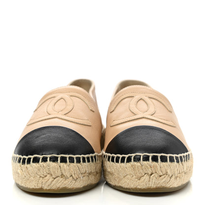 Chanel Lambskin CC Espadrilles 35 Beige Black 2 of 10