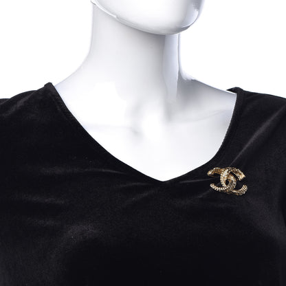 Chanel Crystal CC Brooch Gold 2 of 5